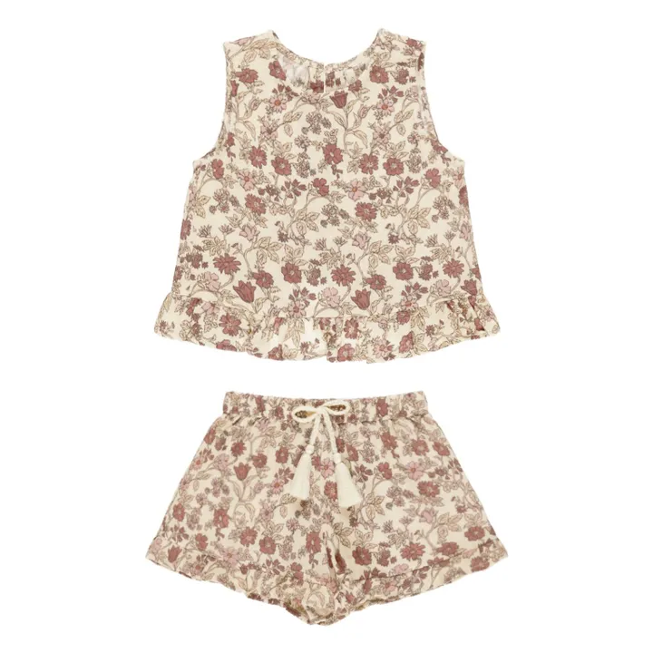 Rylee + Cru Top et Short Leonie Fleuri | Ecru
