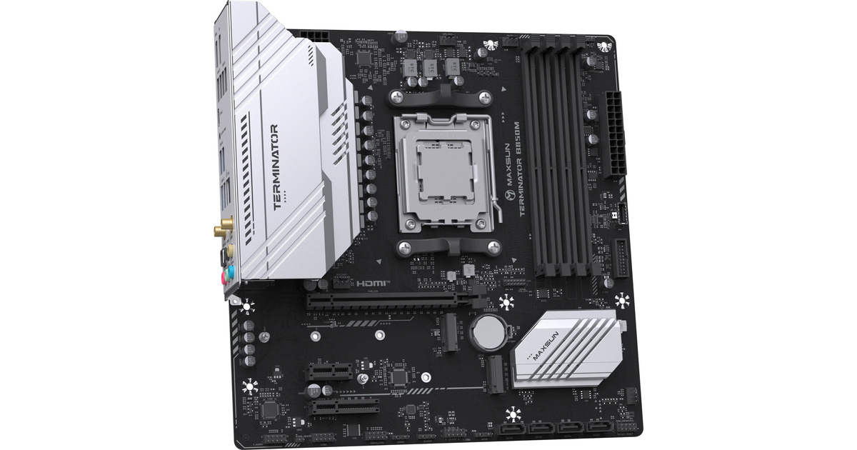 MAXSUNMS-Terminator B850M WIFI socket AM5 moederbord  (Zwart, RAID, 2.5 Gb-LAN, WLAN, BT, Sound, µATX)