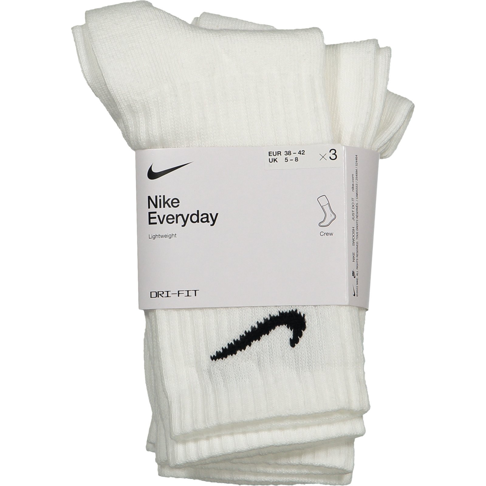 Nike Sportsocken Everyday Crew, 3 Paar 39-42, weiss