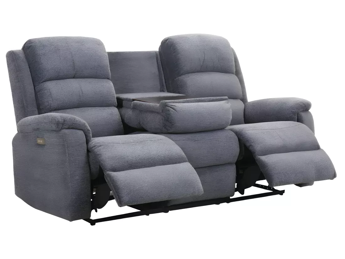 Canapé 3 places et fauteuil relax électrique en tissu anthracite NEVERS