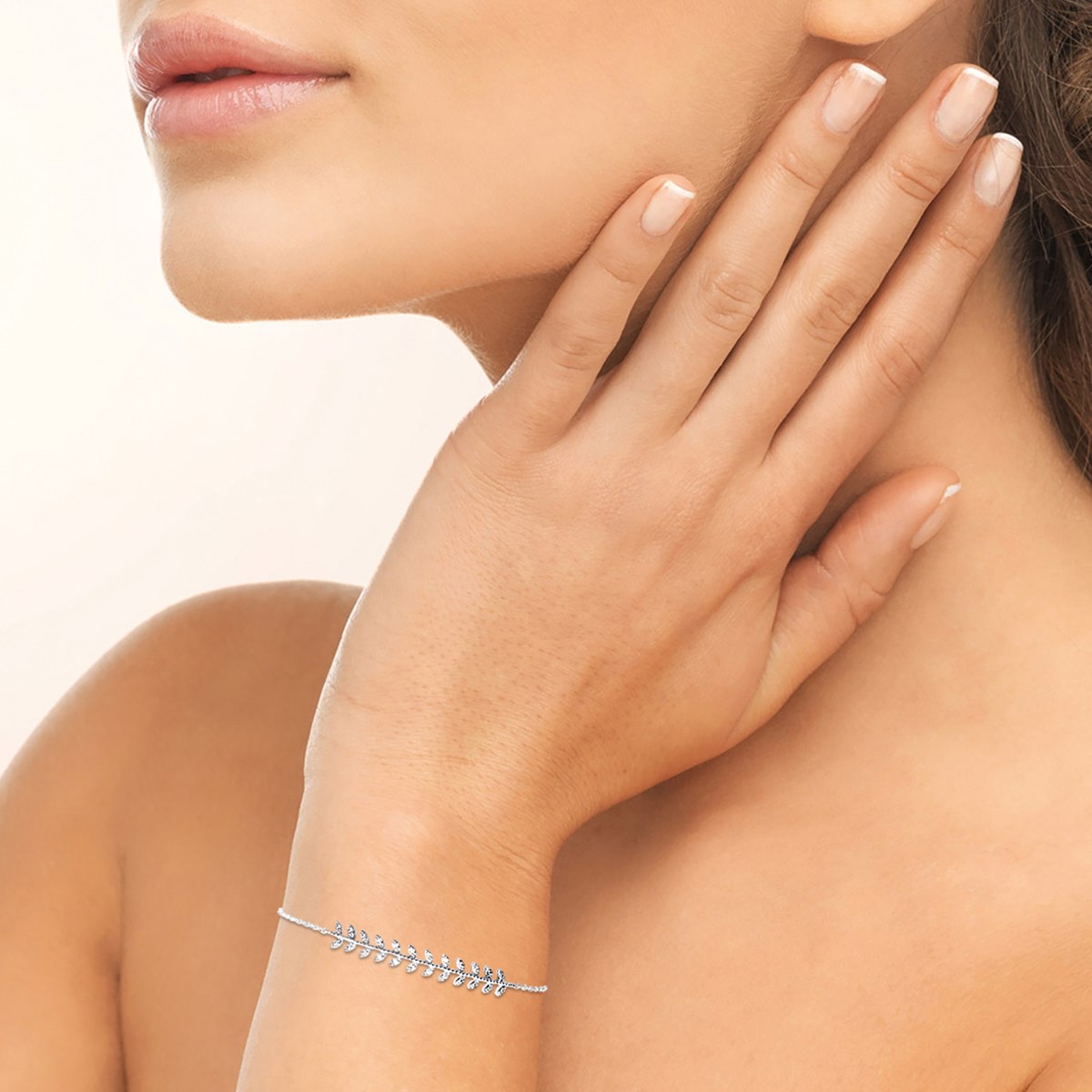 Bracelet Brillaxis argent fine feuille