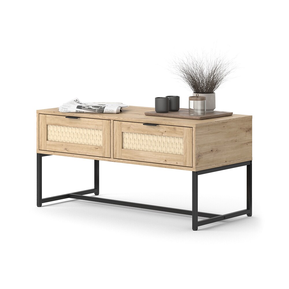 Vicco Couchtisch Natal Eiche 100 x 49,5 cm 2 Schubladen