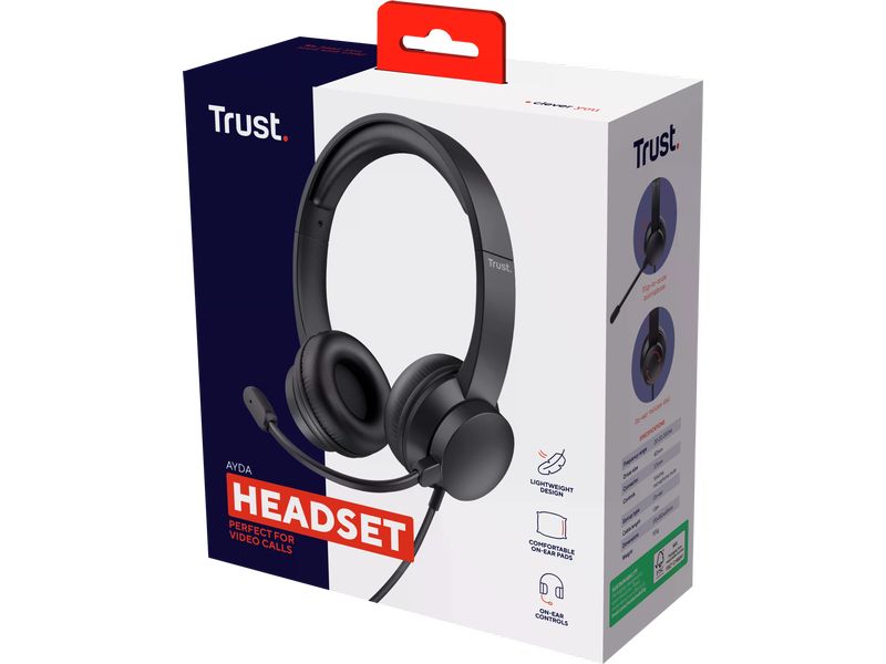 Trust Headset Ayda Leichter On-Ear-Kopfhörer mit verstellbarem Kopfbügel