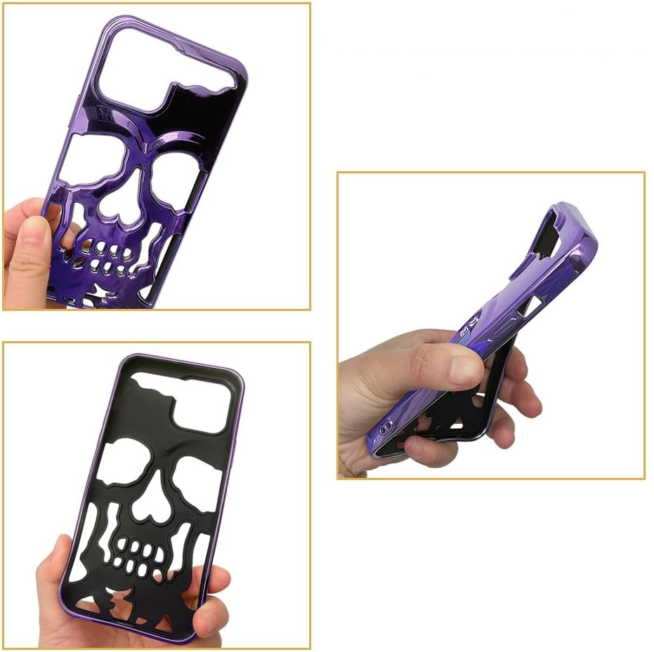 iPhone 14 Pro Gummi Hülle Totenkopf Skull mit 3D Ausschnitt - Lila