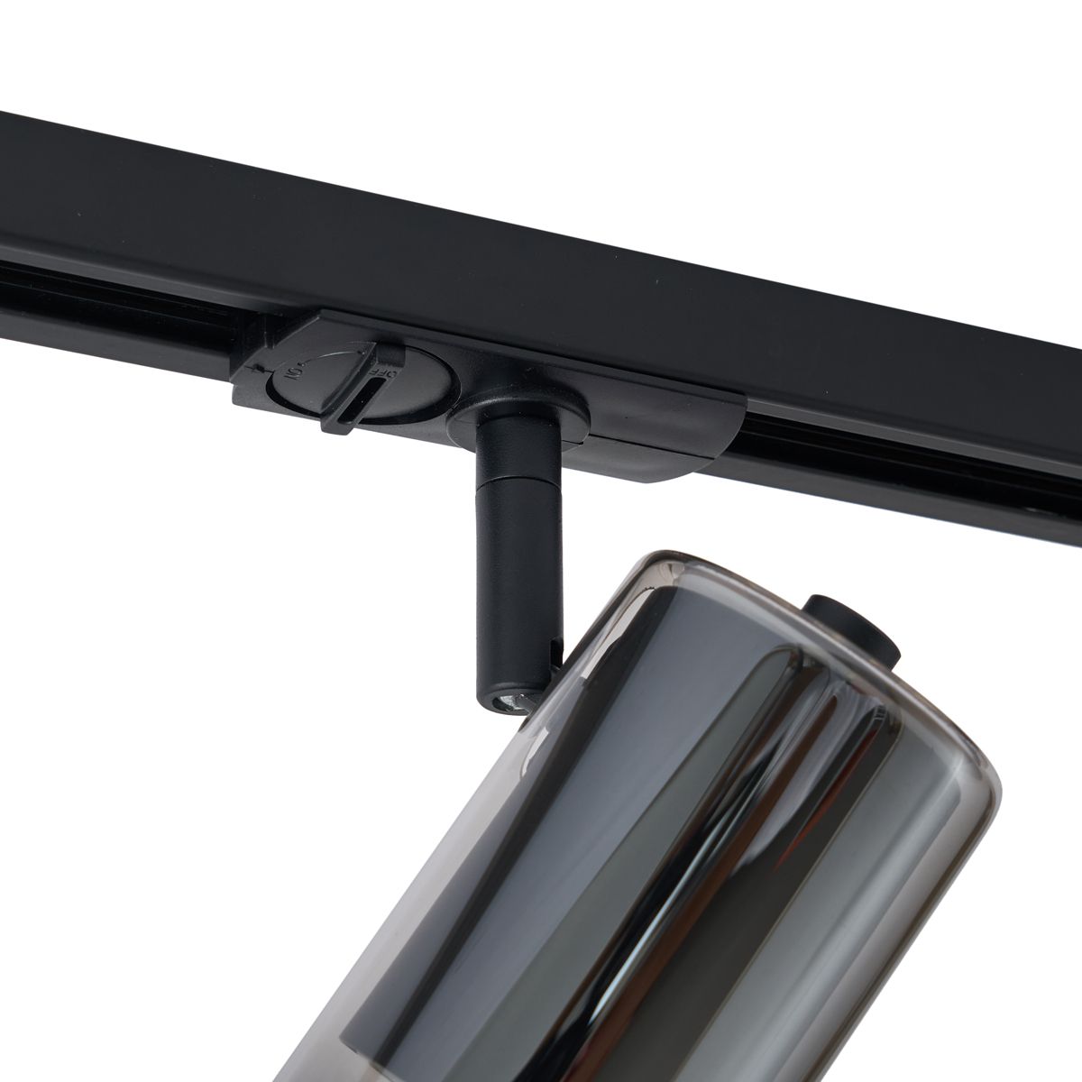 Moderne spot zwart met smoke glas voor railsysteem 1-fase - Iconic Lloyd