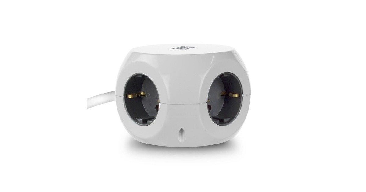 ACT ConnectivityStekkerdoos kubus met 3 stopcontacten, 30W Power Delivery USB-C/A poorten, kabellengte 1,5m stekkerdoos  (Wit, Type F)