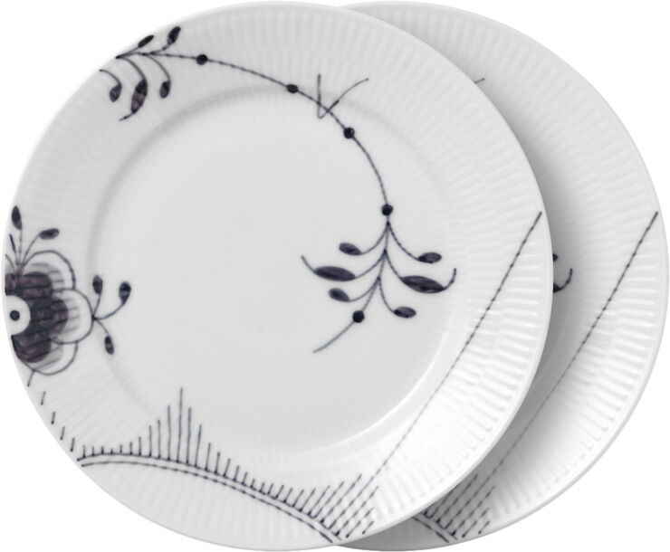 Royal Copenhagen Sort Mega Riflet 22 cm 2-pak deko 2 Hvid