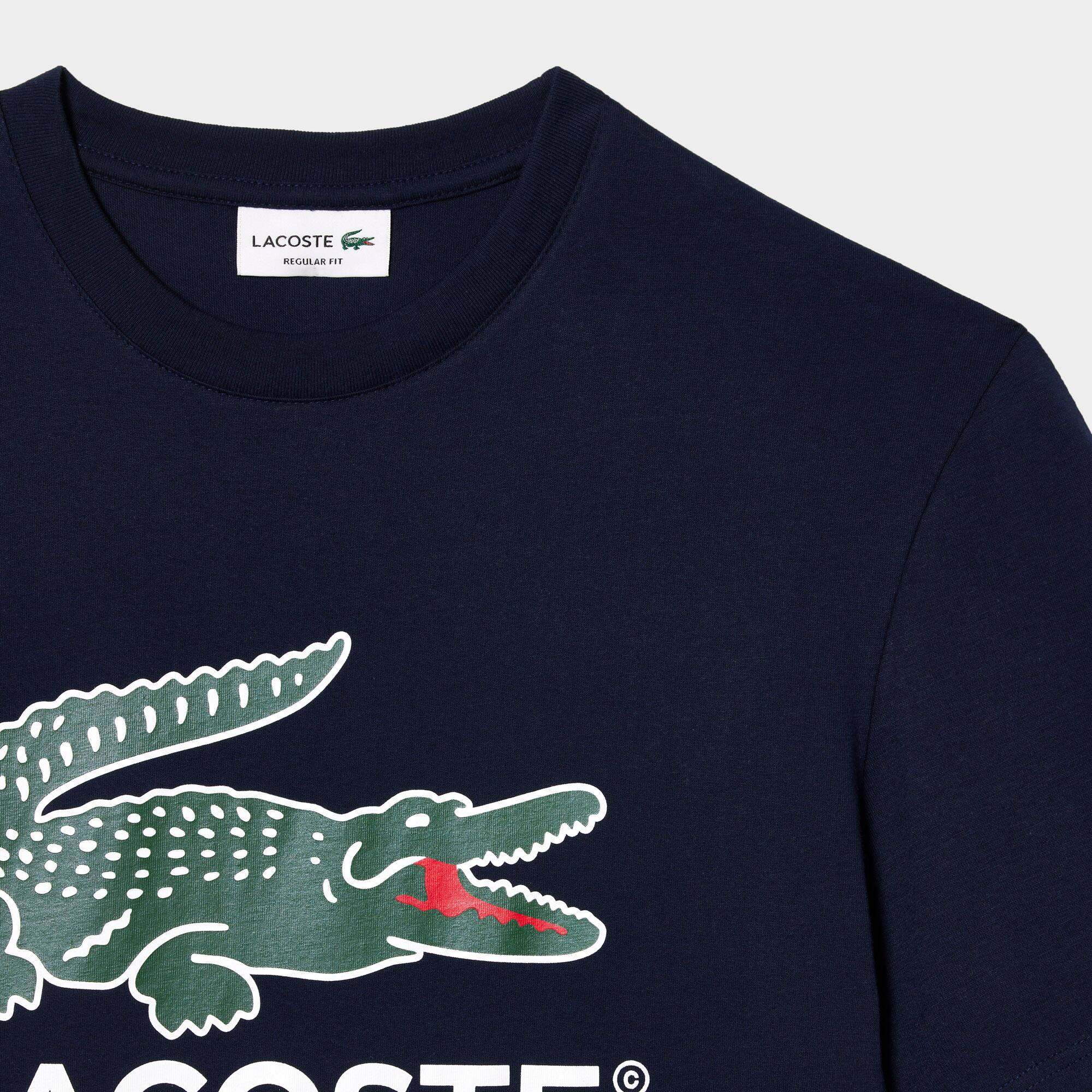 T-Shirt aus Baumwoll-Jersey mit Signatur-Aufdruck T-Shirts - Blau - Lacoste - Herren
