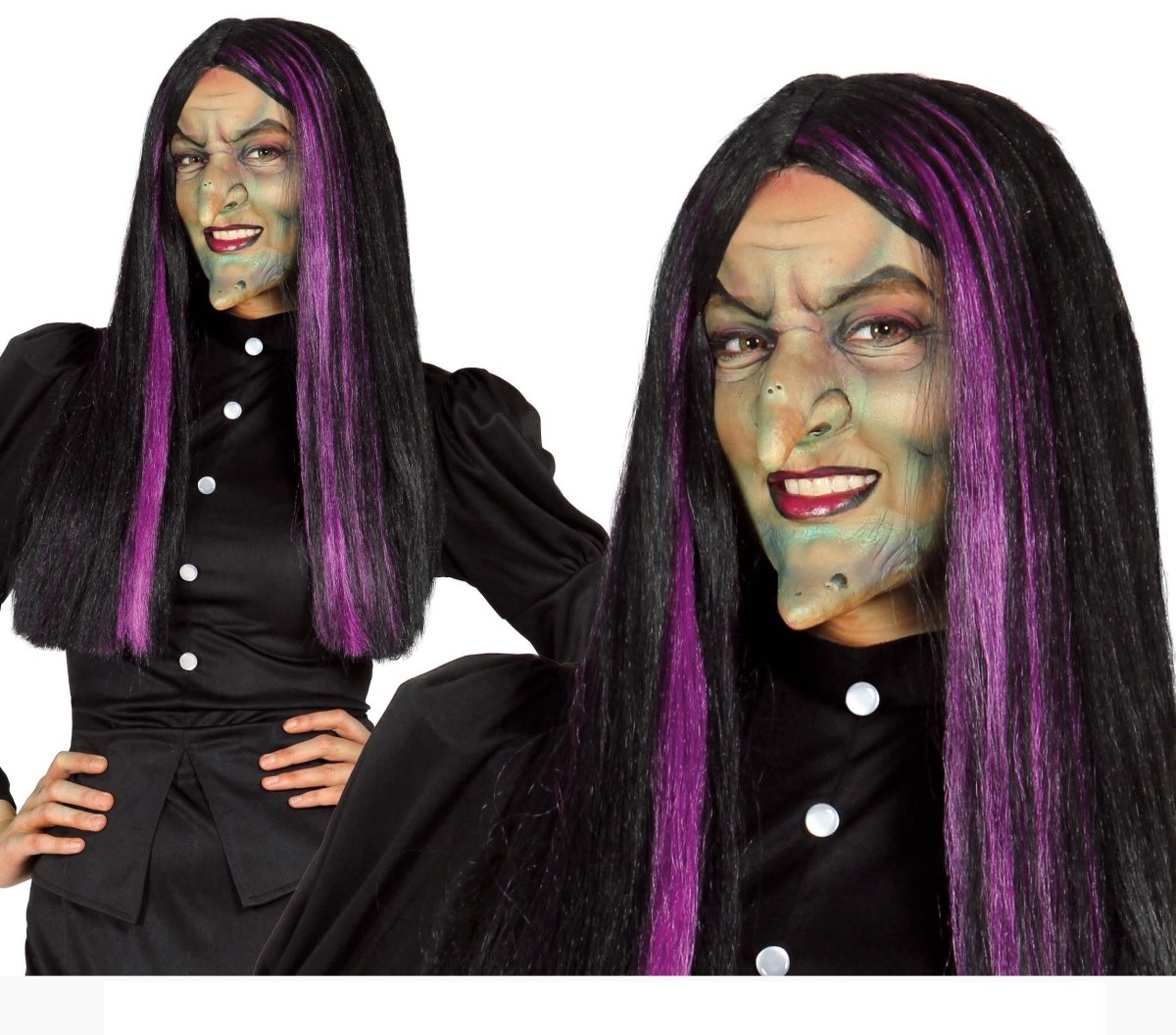 Halloween Pruik Heks Zwart