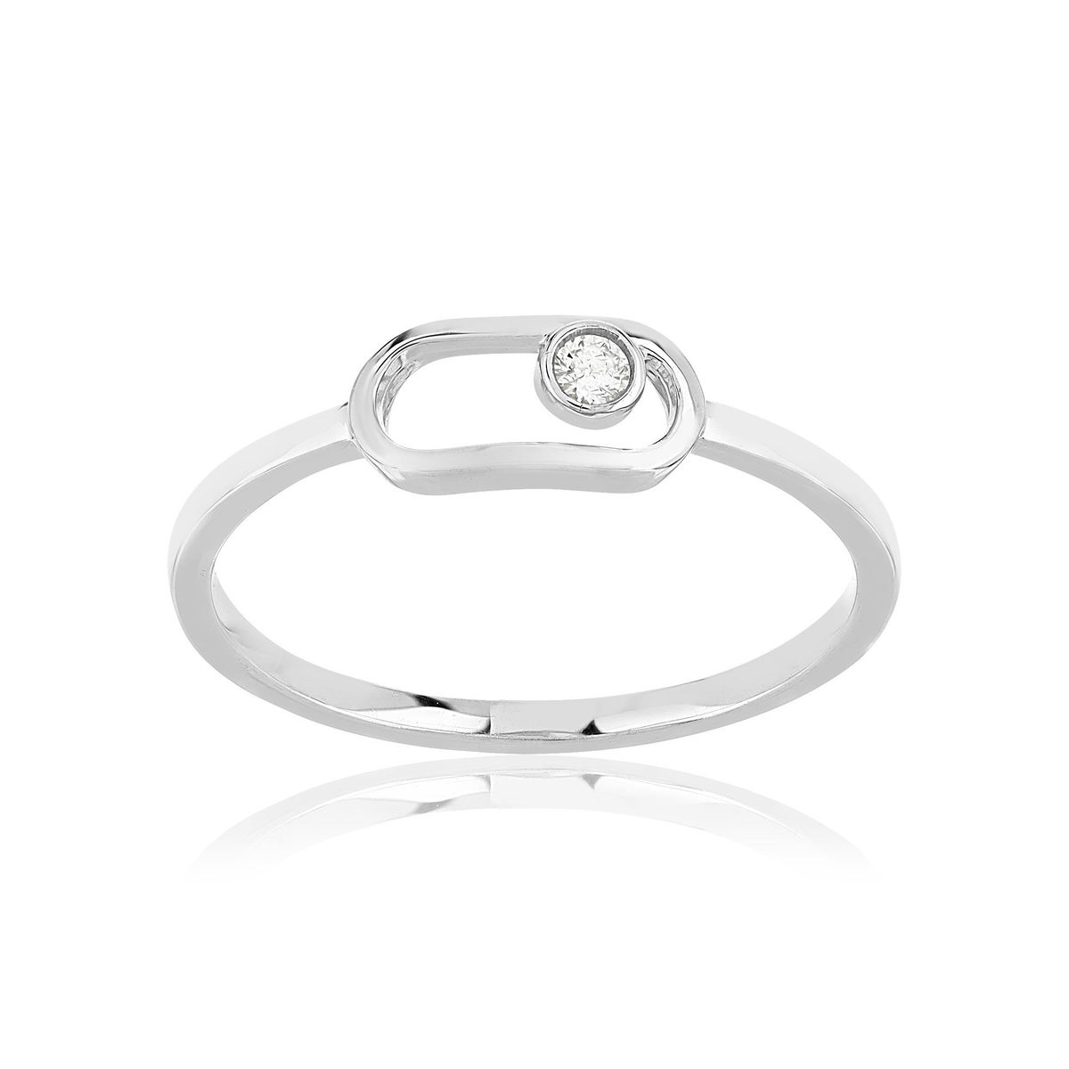 Bague or 375 blanc diamants
