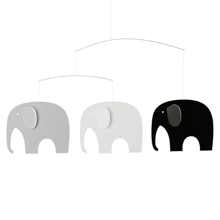 Flensted Mobiles - Elefanten Treffen Mobile, grau