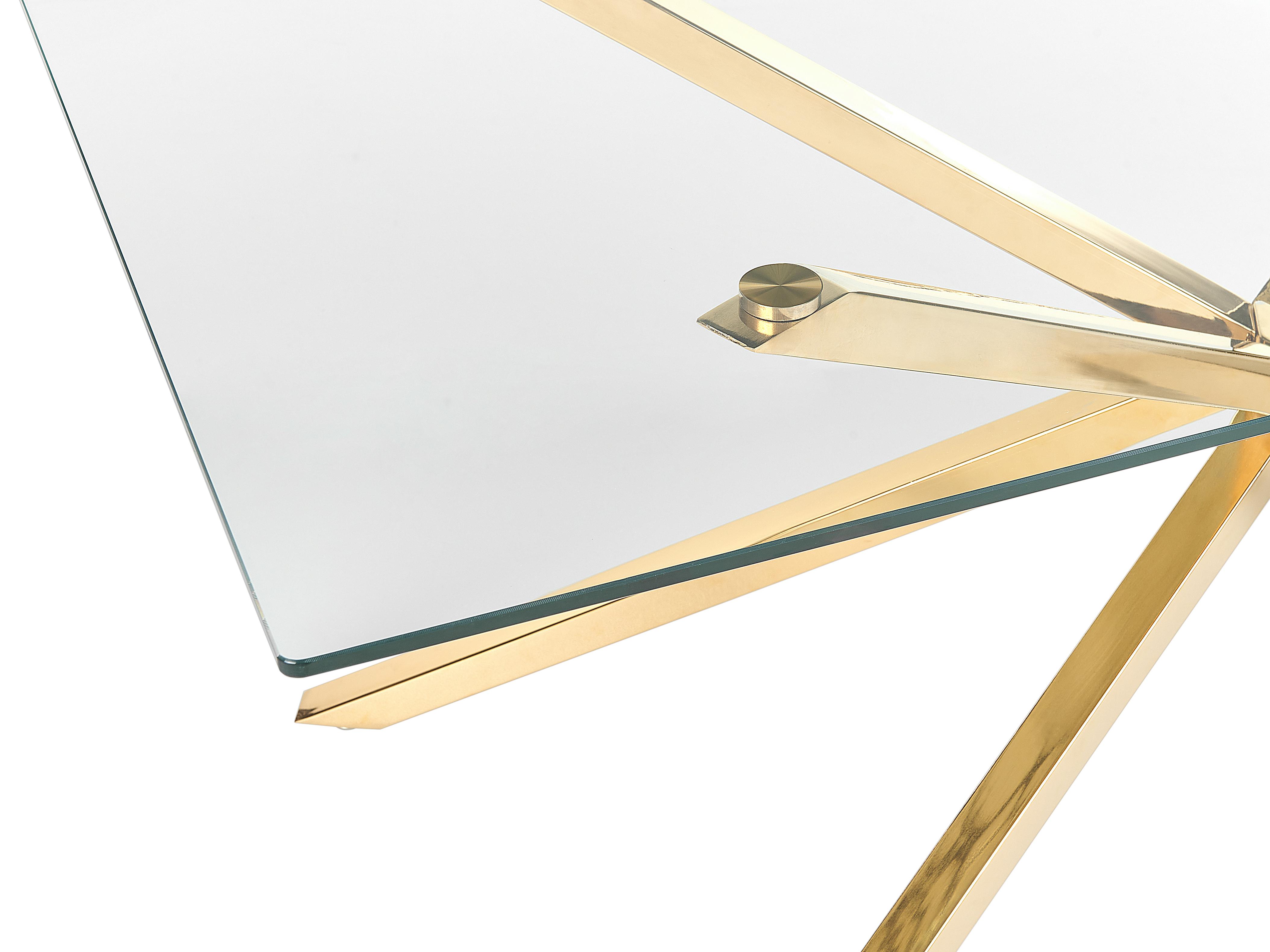 Eettafel CORA Goud 90 cm Veiligheidsglas 160 cm