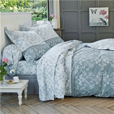 Linge de lit percale motif volutes et arabesques - BECQUET CRÉATION
