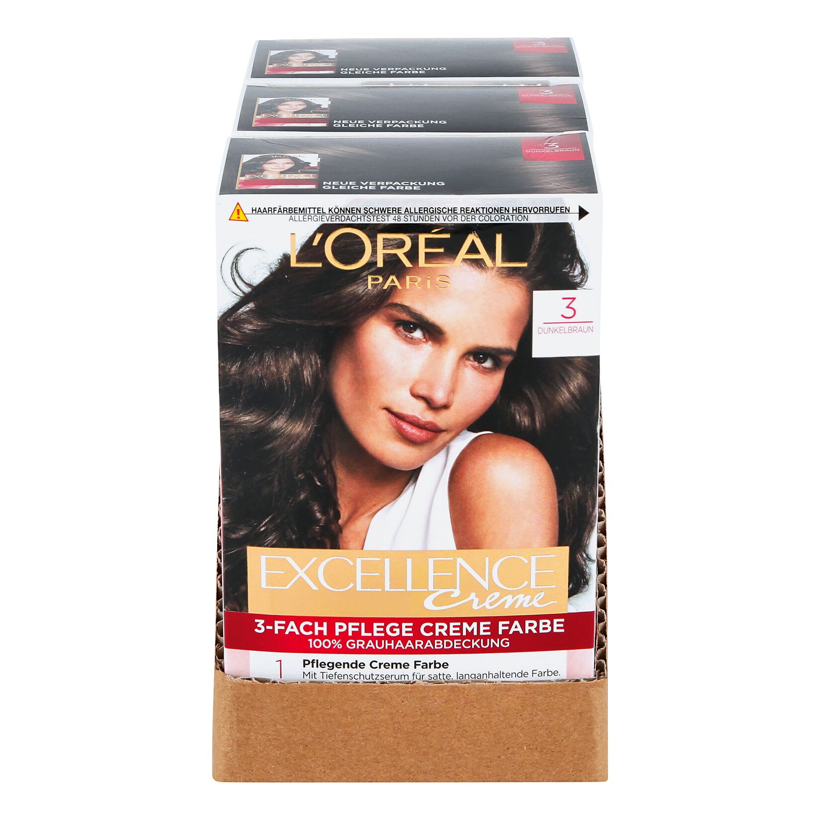 L'Oreal Excellence dunkelbraun, 3er Pack