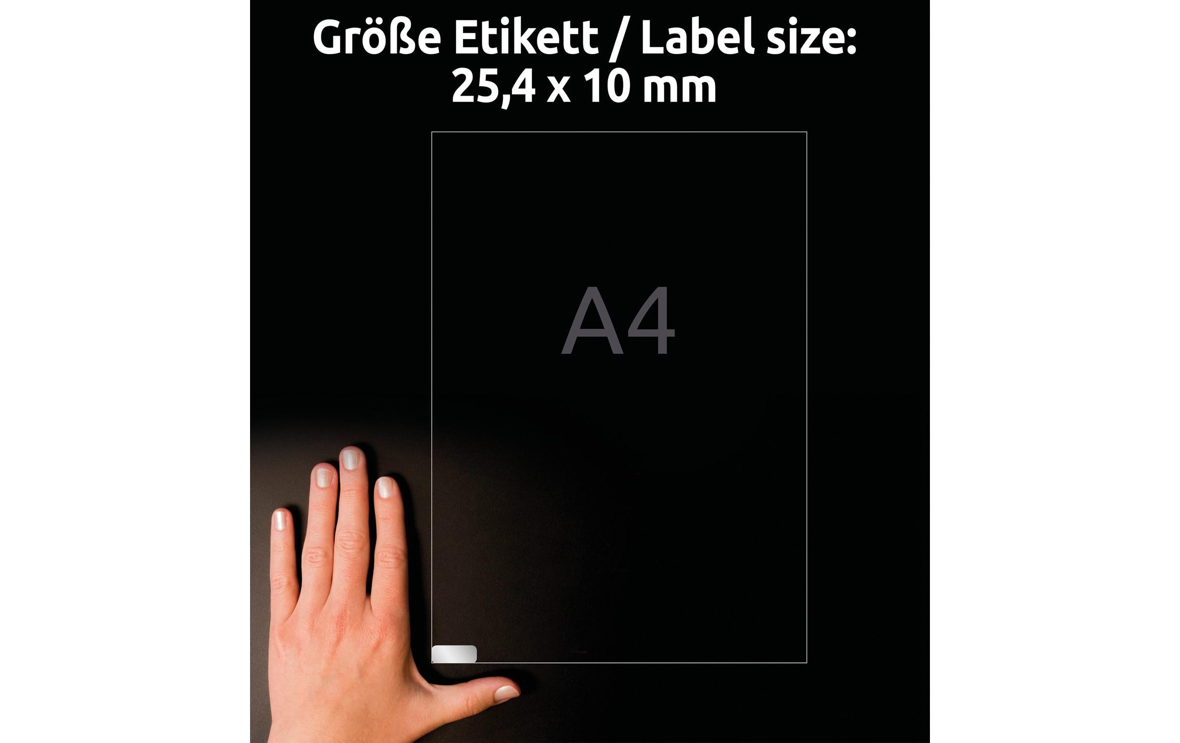 Typenschild-Etiketten L6008-20 25.4 x 10 mmSilberne Folien-Etiketten aus Polyester mit Metalloptik