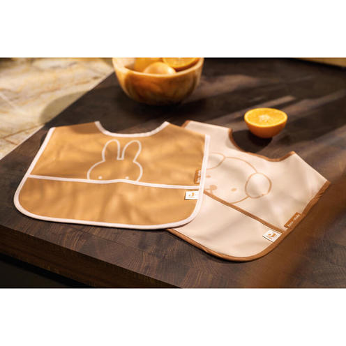 Lot de 2 bavoirs imperméables Miffy peekaboo - Wild rose/Caramel - JOLLEIN