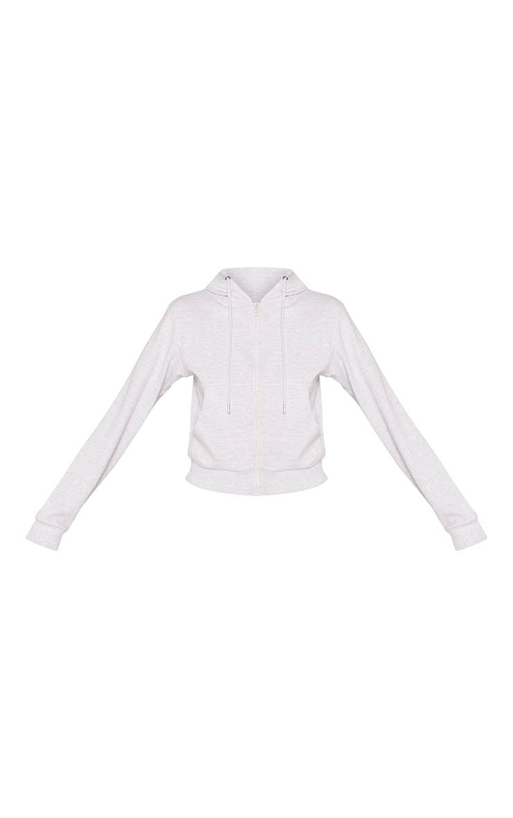 Gris Cendré Veste Zippée Ajustée À Imprimé Santé