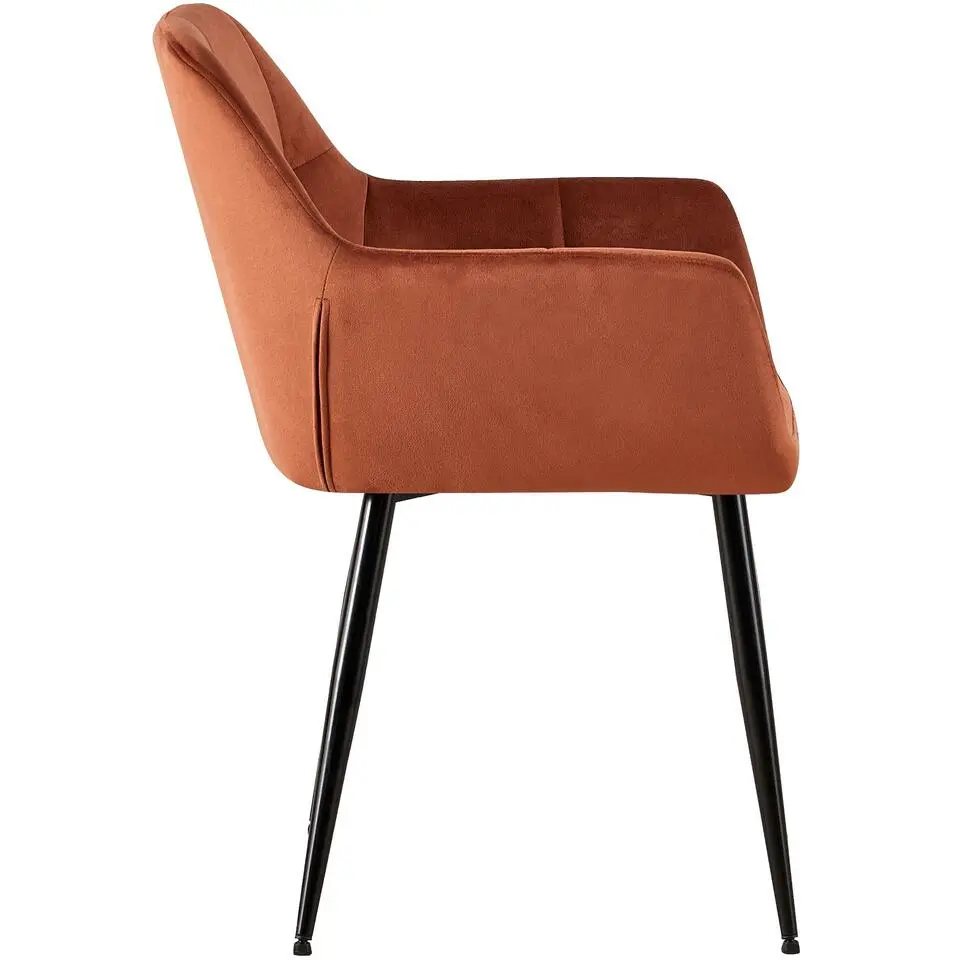 CLP Eetkamerstoel Emia zwart Frame - Fluweel - bruin