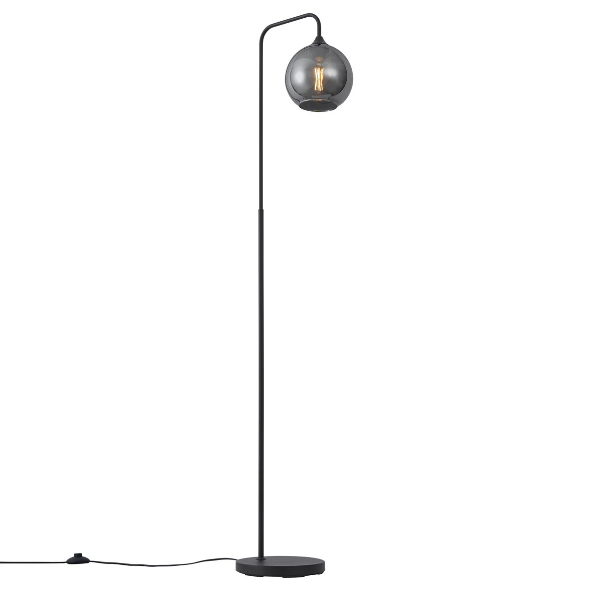 Art Deco vloerlamp zwart met smoke glas - Sandra