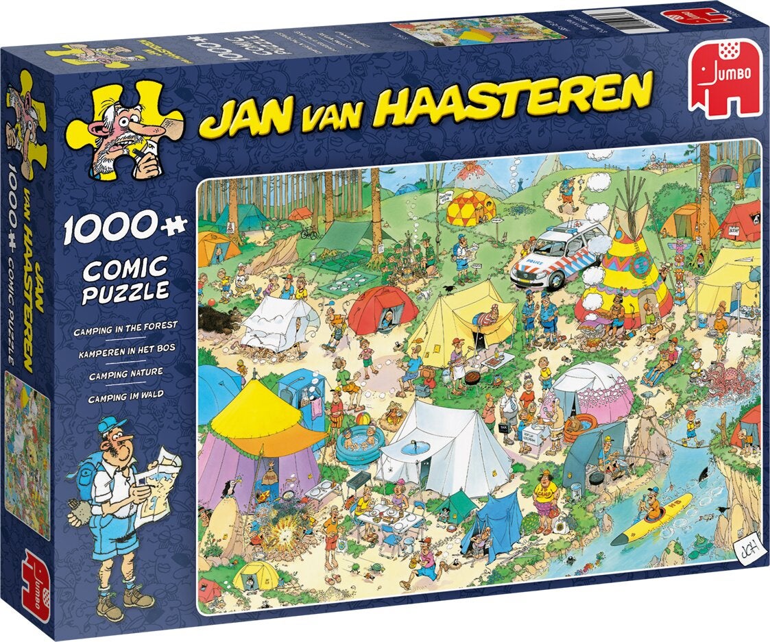 Jumbo puzzel Jan van Haasteren kamperen in het bos 68 x 49 cm 1000 stukjes