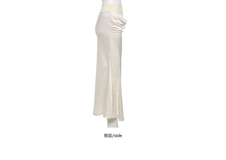 Autuna - Off Shoulder Effen Crop Top / Lage Taille Effen Maxi Zeemeerminrok