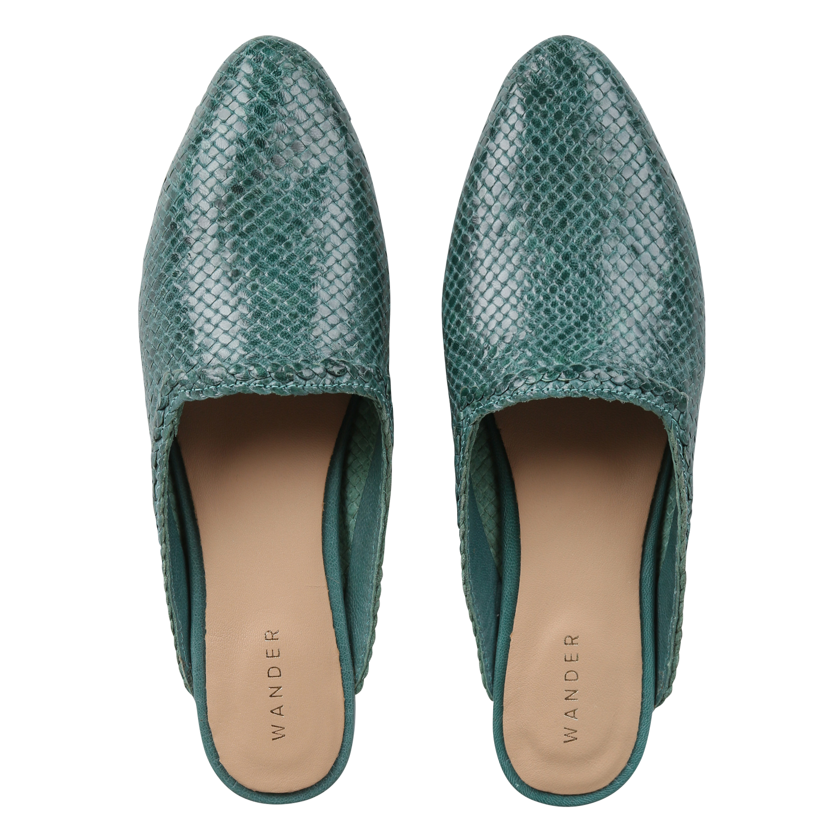 MILANO - Mules à bout pointu en cuir tressé | Vert