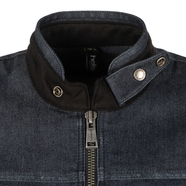 Helstons - Blouson Winston Coton Cuir Bleu / Marron