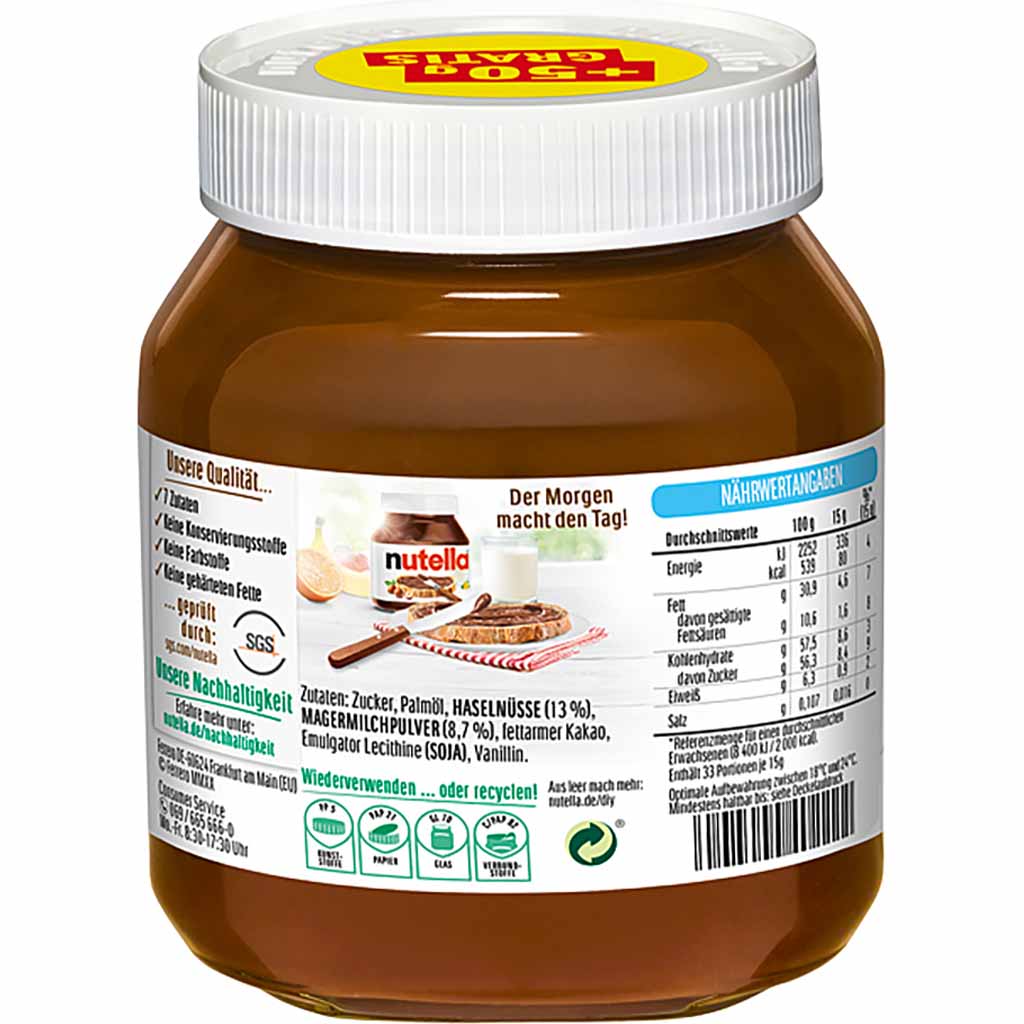 Nutella Brotaufstrich im Glas 500g MHD:24.9.25