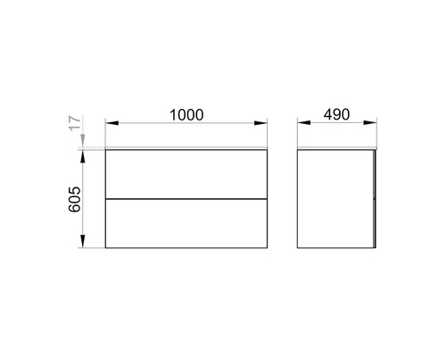 KEUCO X-Line wastafelmeubel, afmetingen (B x H x D): 100 x 60,5 x 49 cm, frontkleur: vulkaanmat, 33173970000