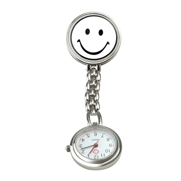 SUNDO Schwestern-Uhr Smiley 9cm weiss mit Clip batteriebetrieben 1 Stk