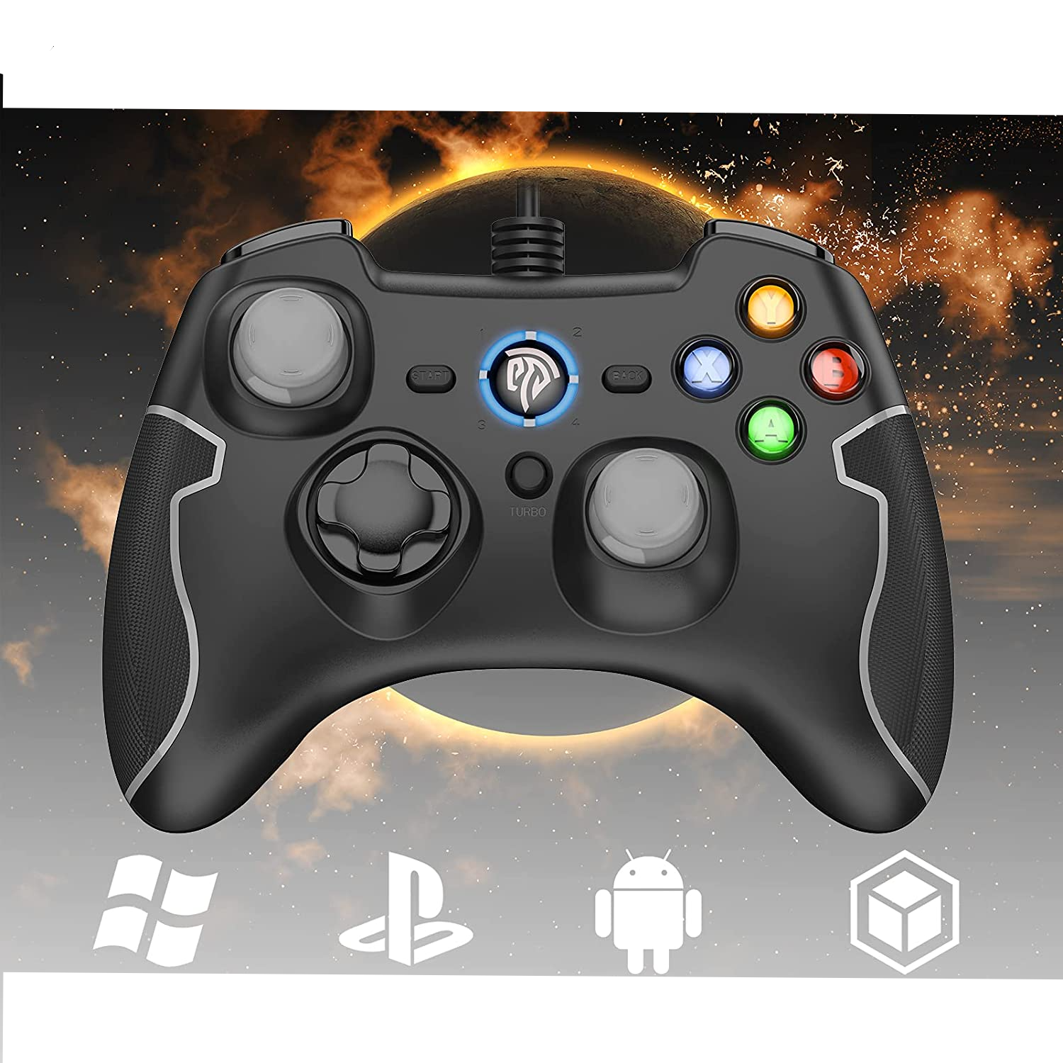 Kabelgebundener Game Controller für Sony PlayStation PS3 / PC / Android (ESM-9100) - Dunkelgrau