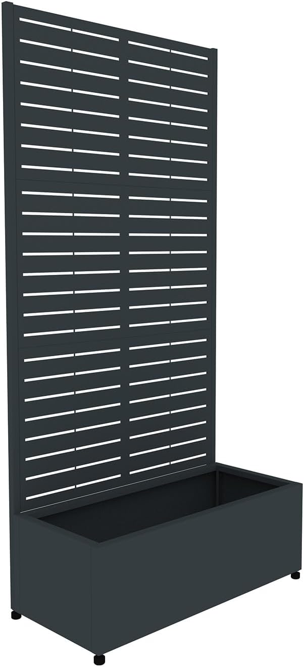 WESTMANN Dekora 1 Pflanzkasten mit Rankgitter | 90x40x180 cm | Metall | Sichtschutz & Rankhilfe | pulverbeschichteter Stahl | RAL 7016 | mit Entwässerung | wetterfest | inkl. Montagematerial