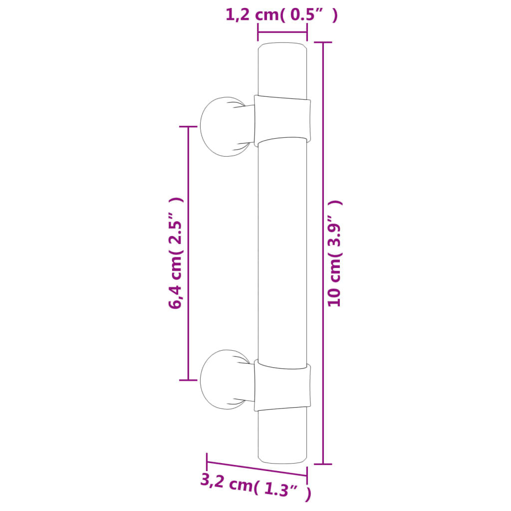 vidaXL Kastgrepen 10 stuks zilver 64 mm roestvrij staal