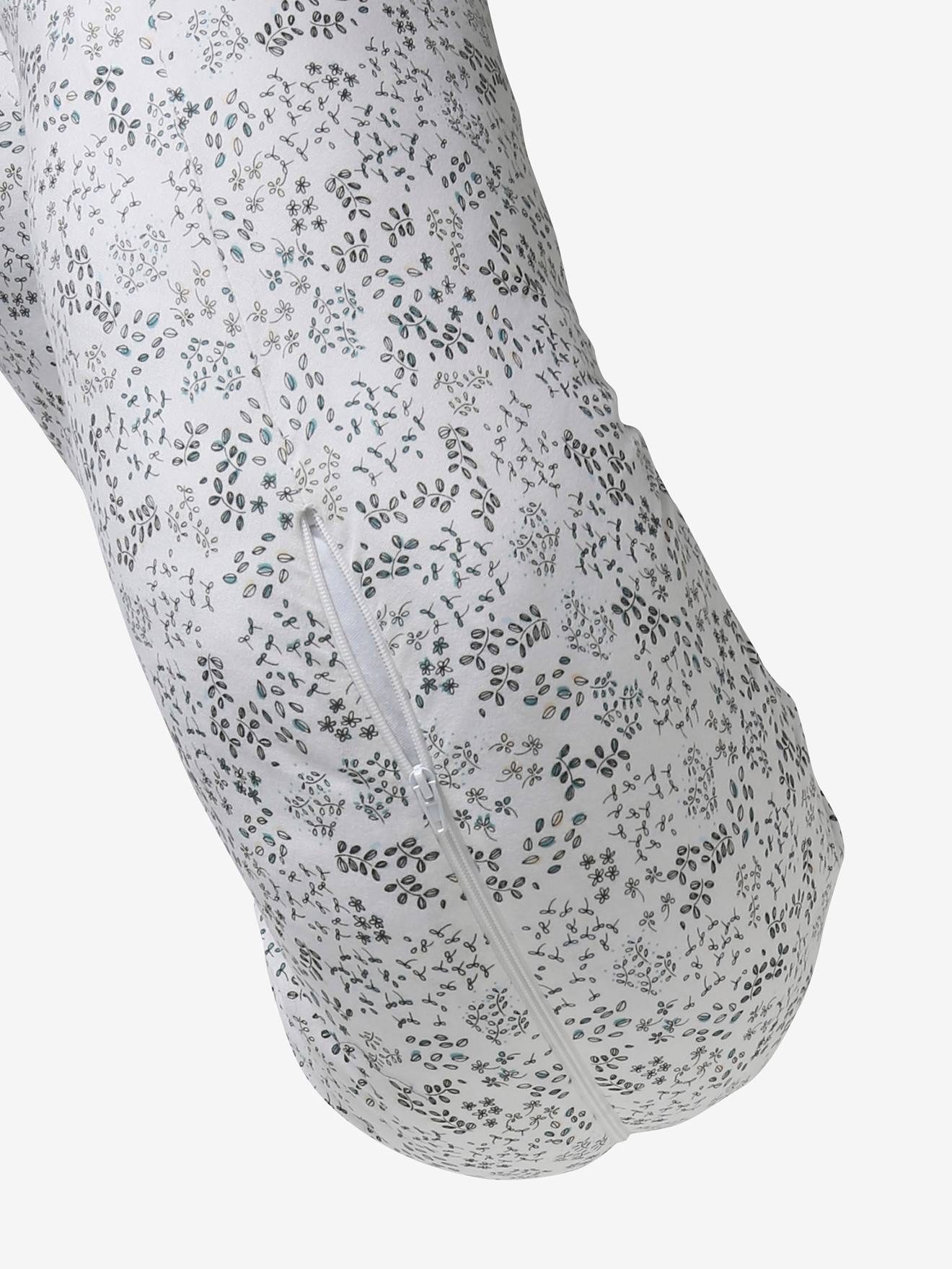 Almofada de amamentação + capa protetora em algodão orgânico estampado branco claro