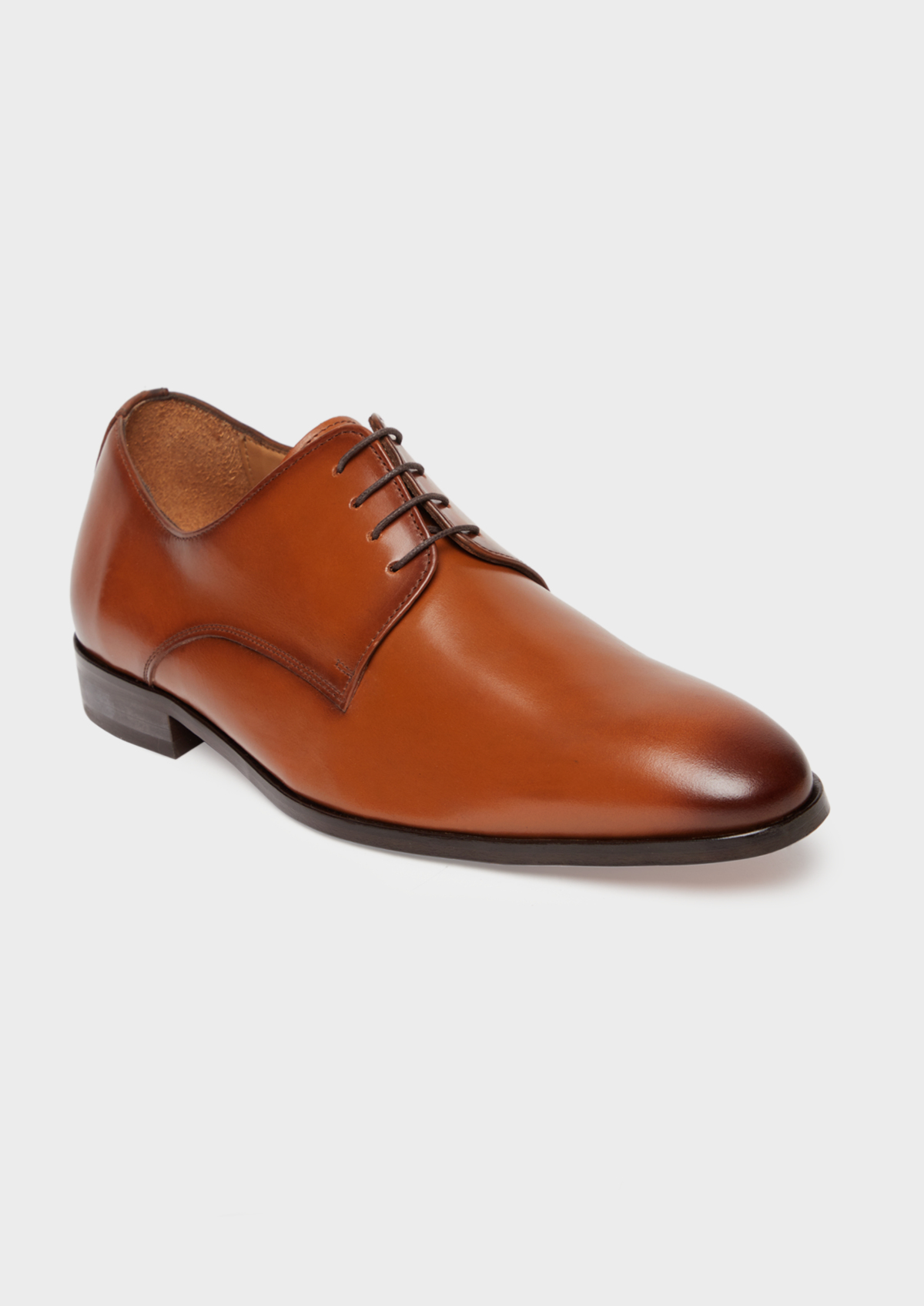 Derbies en cuir lisse cognac