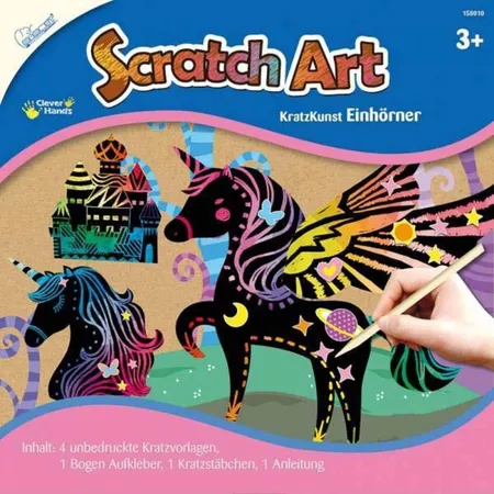 Mammut Scratch Art Einhörner mit 4 Kratzvorlagen