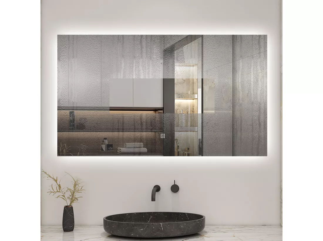 AICA LED Miroir lumineux 100x60cm anti-buée + dimmable + mémoire miroir salle de bain