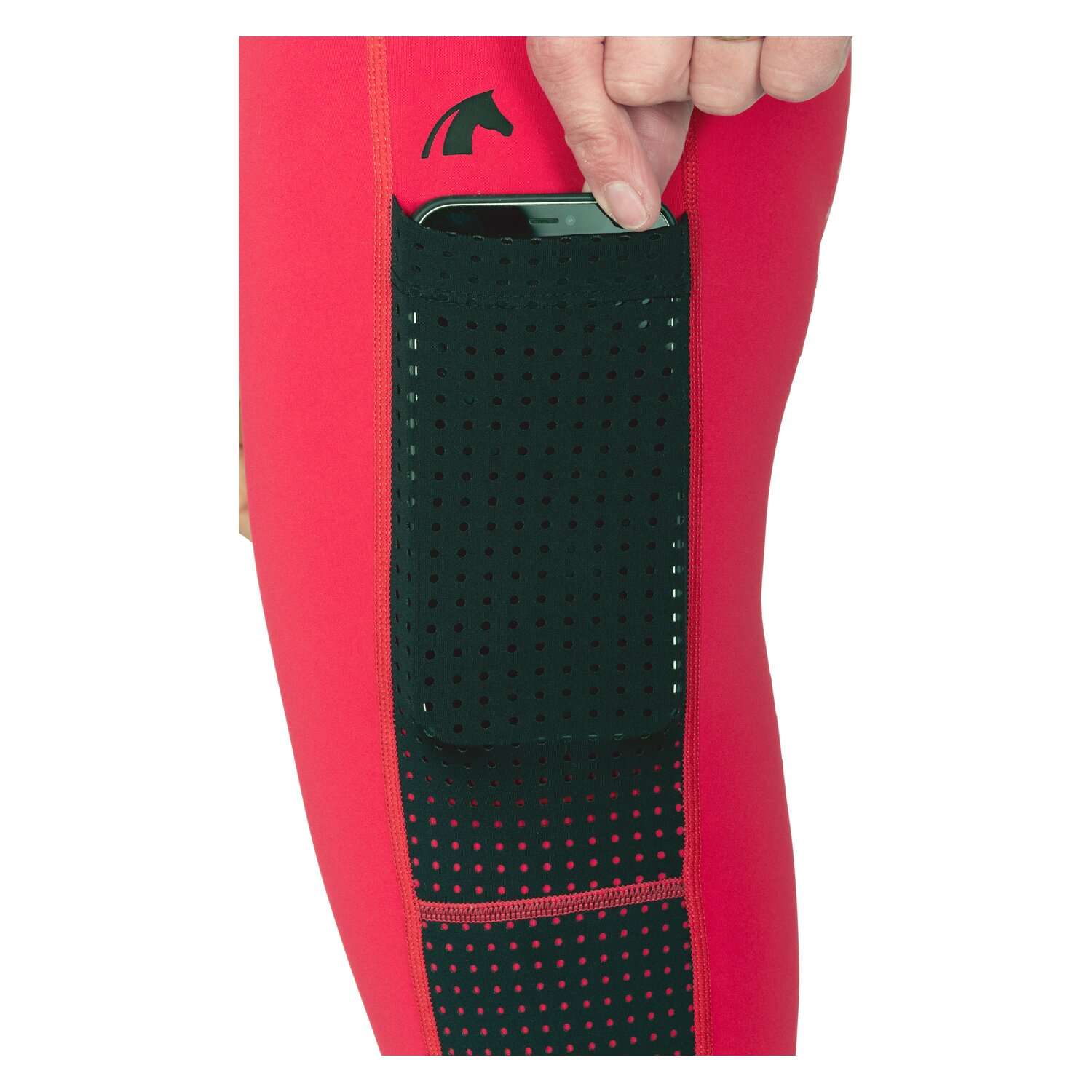 black forest Grip-Vollbesatz-Reitleggings mit Mesh - red berry