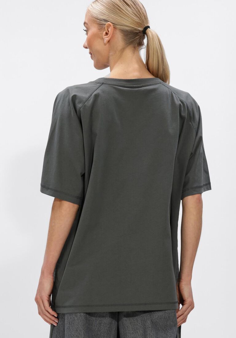 donkergrijze ganni tops & t-shirts fucture heavy jersey raglan