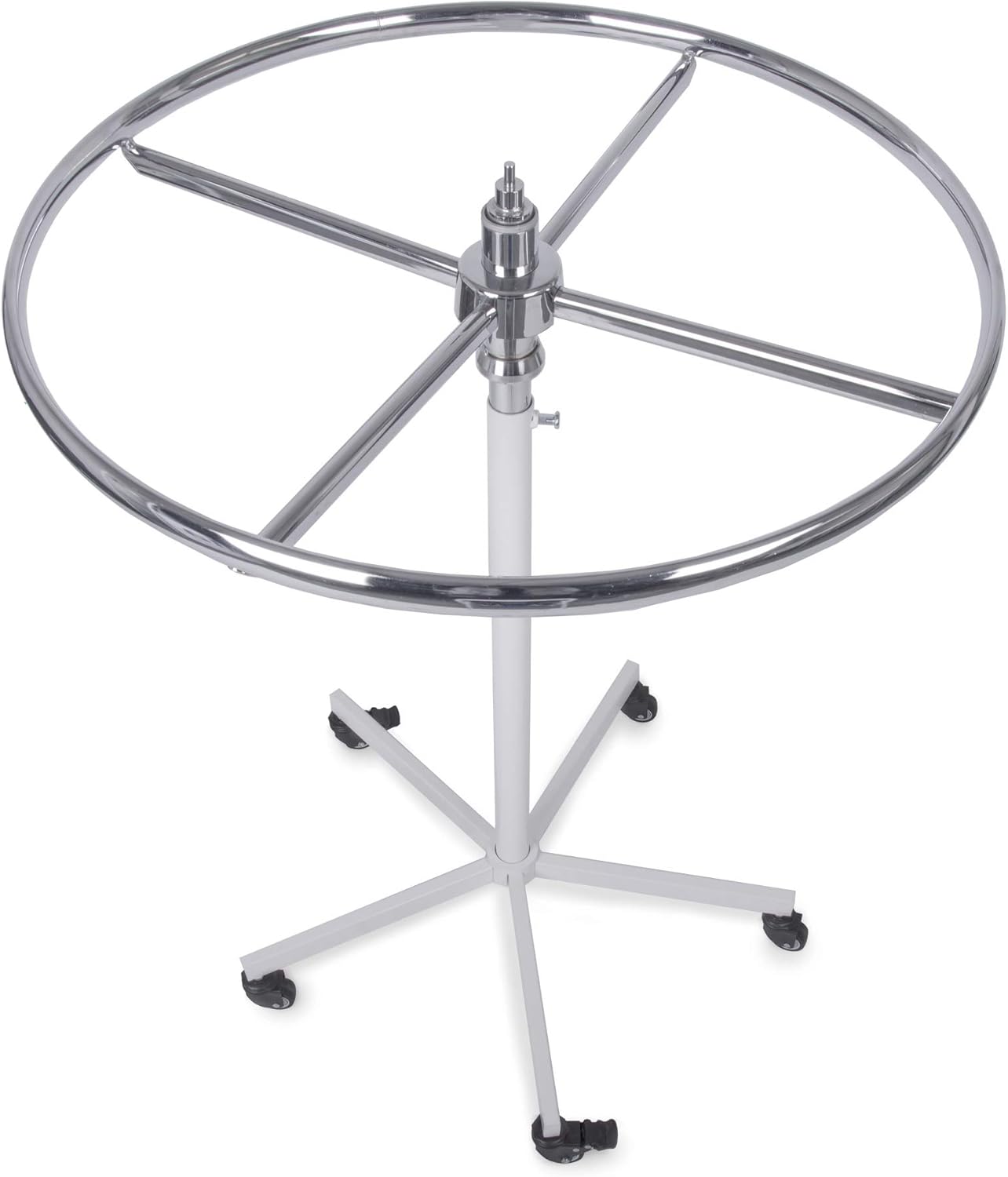 Konfektions Rundständer rollbar höhenverstellbar 110-175cm Sternenfuß weiß Neuware, sehr gut erhaltener Ring Ø85cm verchromt - Kleiderständer stabil, Garderobenständer, Rollständer