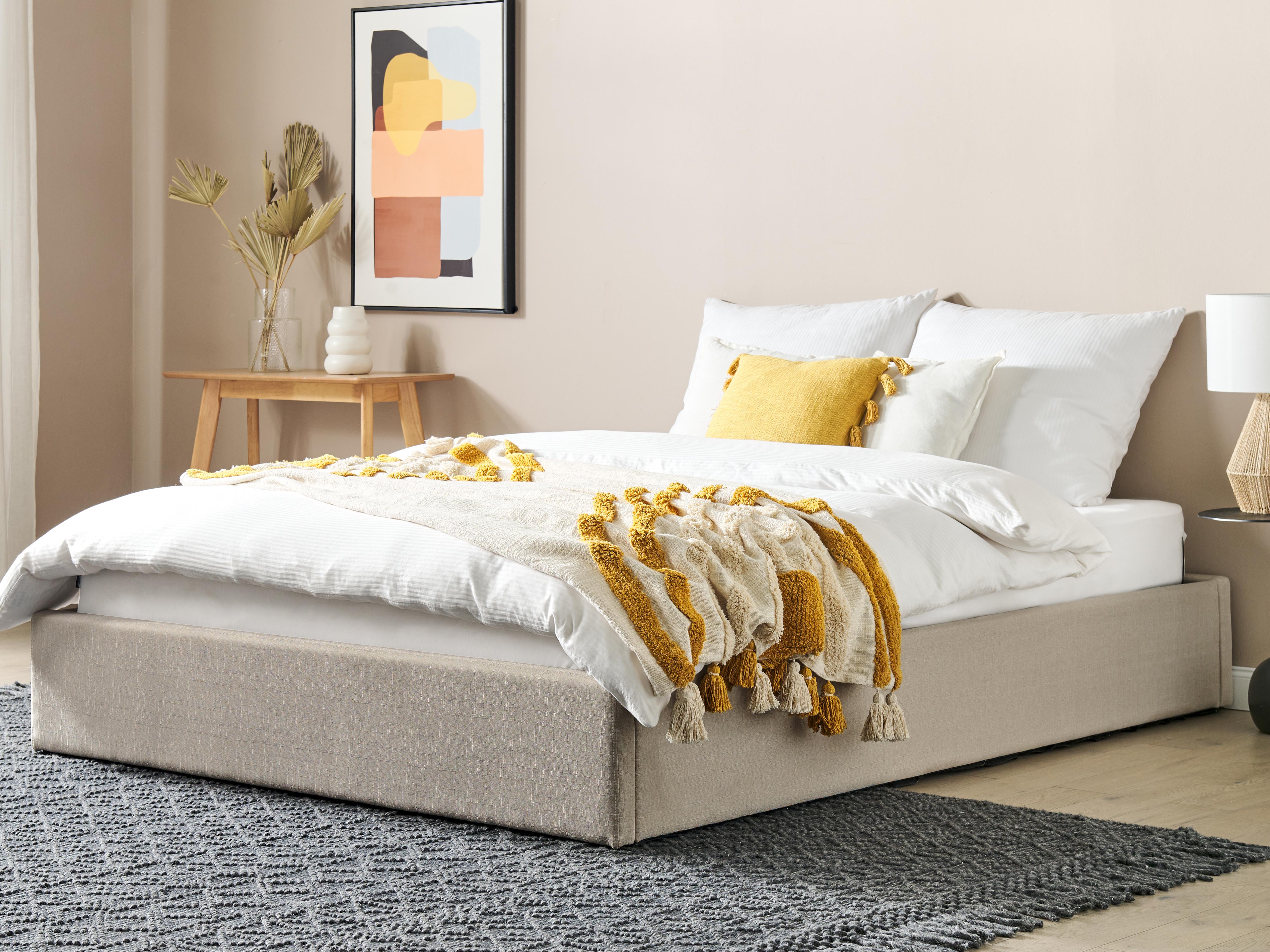 Opbergbed zonder hoofdbord Stof DINAN 160 x 200 cm Lichtbruin