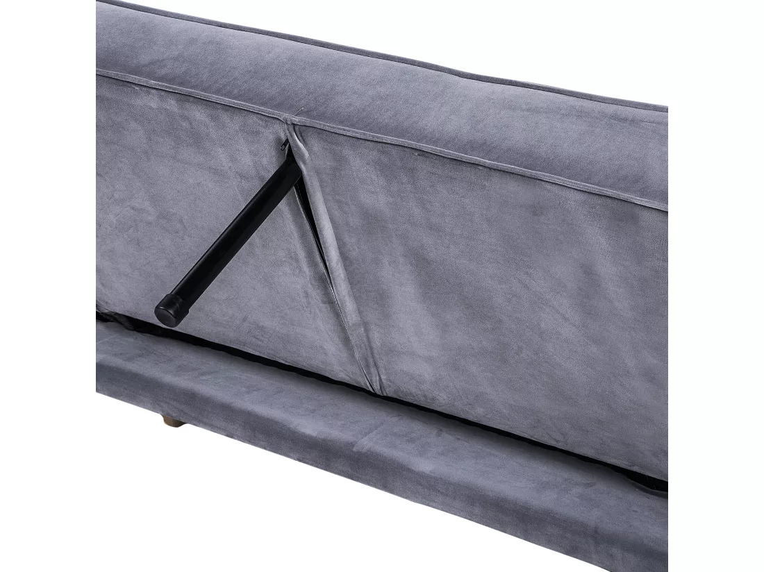 Canapé convertible 3 places en velours gris VISNES