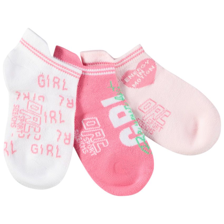 Lot de 3 paires de chaussettes de sport fantaisie pour fille - Multicolore