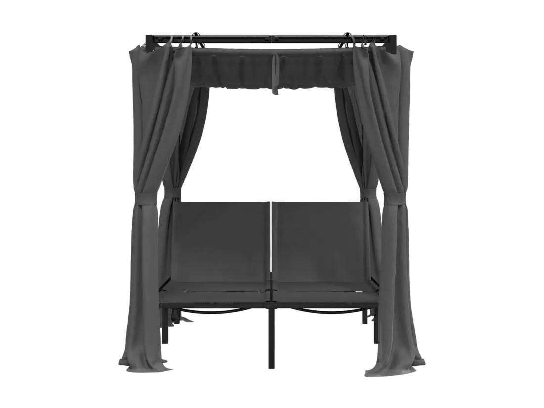 Chaise longue double avec rideaux latéraux et supérieurs