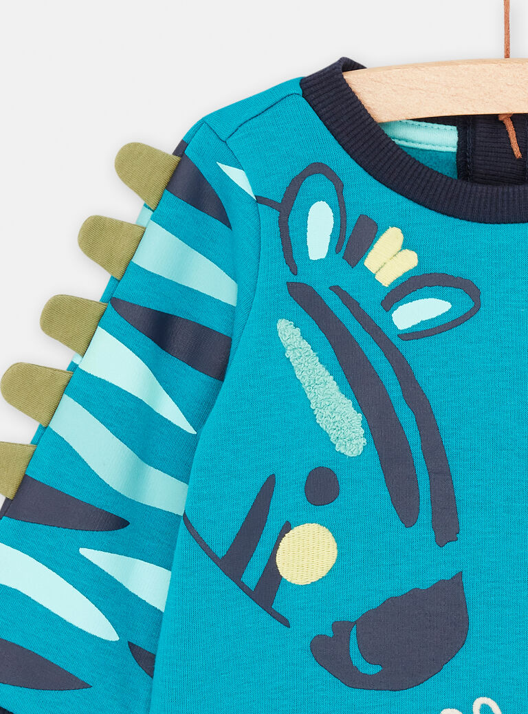 Sweat bleu à motifs zèbre et tigre pour bébé garçon