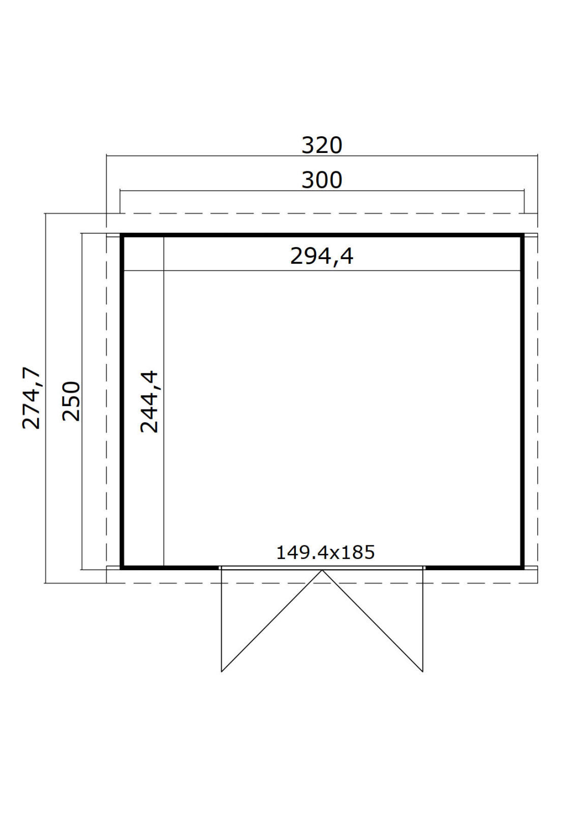 Gartenhaus ZAMBEZI 6 - gletschergrün - Fichte massiv - 300x250 cm