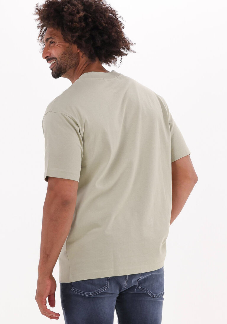 CALVIN KLEIN beige calvin klein t-shirt shrunken badge pocket tee