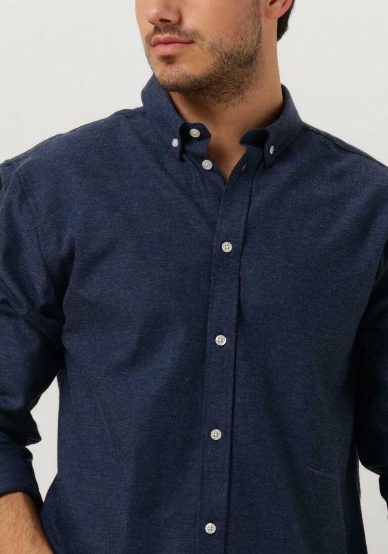 ANERKJENDT blauwe anerkjendt casual overhemd akkonrad melange shirt