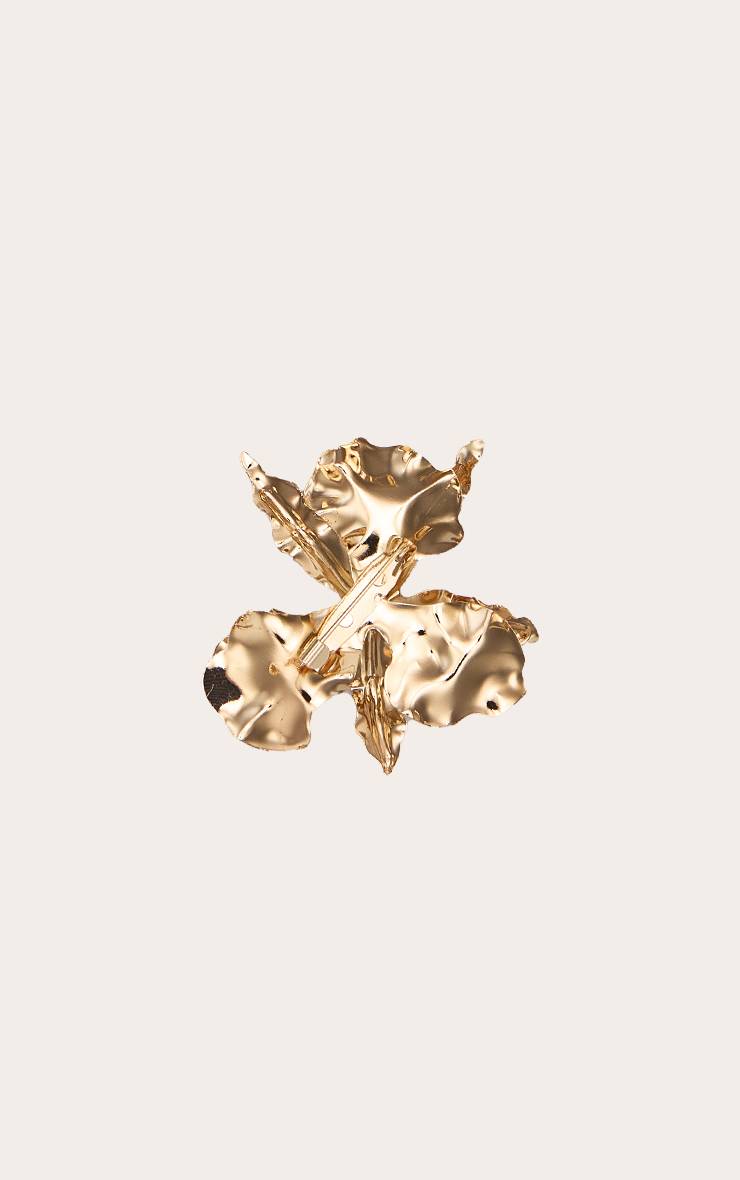 Doré Broche Fleur Abstraite En Feuille Dorée