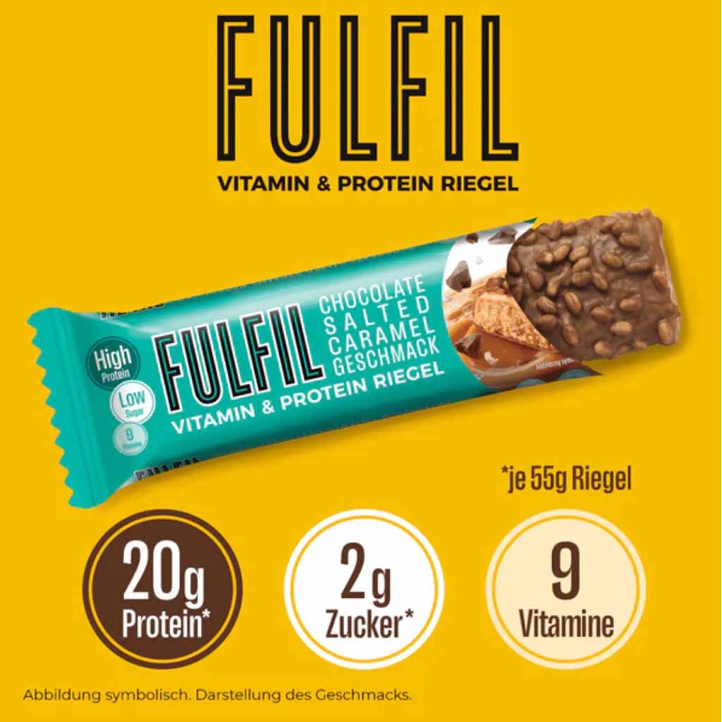 Fulfil Vitamin & Protein Riegel Schokolade salted Caramel Geschmack 15x55g = 825g MHD:8.7.25
